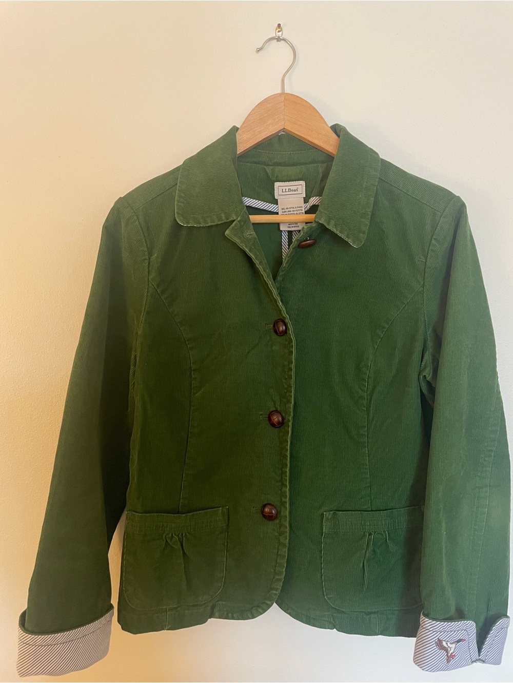 L.L. Bean Green Corduroy Button Jacket